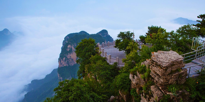 d2:早餐后换乘景区交通车至王莽岭山顶,游览山顶景点;龟鸵峰—鹿鸣岭